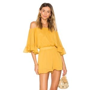Yellow Ruffled Sleeve Romper - Revolve